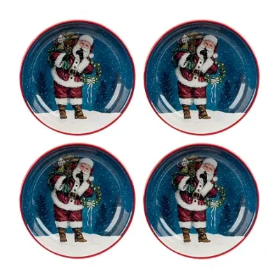 Certified International Santa's Secret 4-pc. Earthenware Soup Bowl In Blue