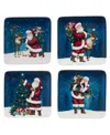 Certified International Santa's Secret Canape Plates, Set Of 4 In Multi