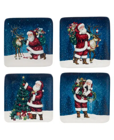 CERTIFIED INTERNATIONAL SANTA'S SECRET CANAPE PLATES, SET OF 4