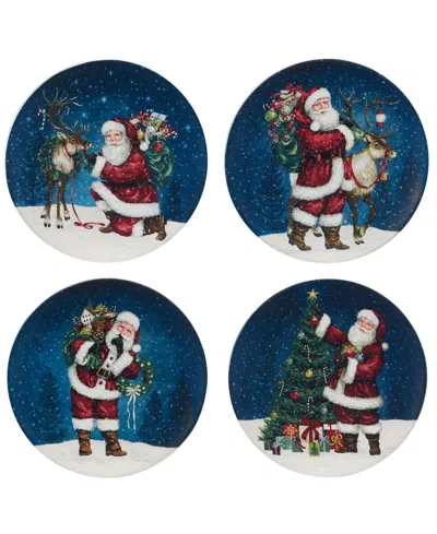 CERTIFIED INTERNATIONAL SANTA'S SECRET DINNER PLATES, SET OF 4