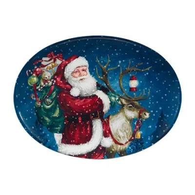 Certified International Santa's Secret Serving Platter In Blue