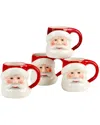 Certified International Set Of 4 Christmas Whimsy Santa 3d Mugs