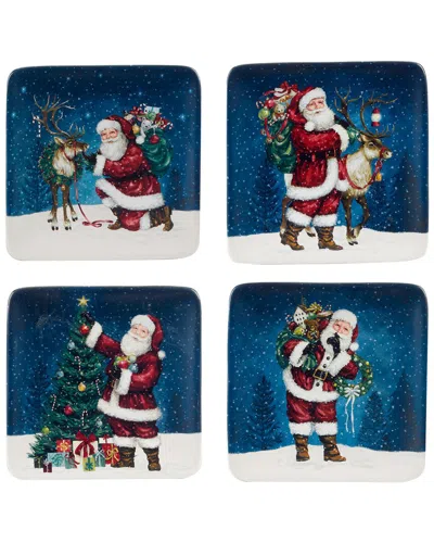 Certified International Santa's Secret Canape Plates, Set Of 4 In Multi