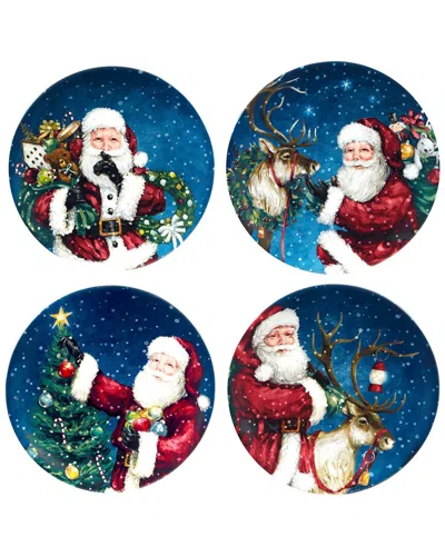 Certified International Santa's Secret Set Of 4 Dessert Plates In Multi
