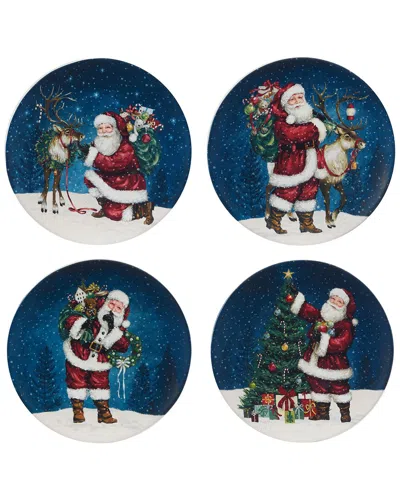 Certified International Santa's Secret Set Of 4 Dinner Plates