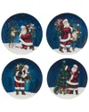 Certified International Santa's Secret Dinner Plates, Set Of 4