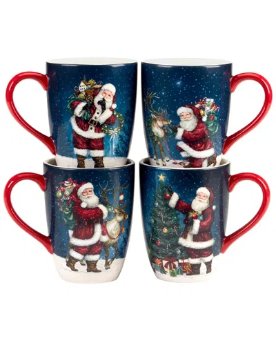 Certified International Santa's Secret Set Of 4 Mugs In Blue