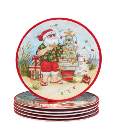Certified International Santa's Wish 11" Melamine Dinner Plates, Set Of 6 In Red
