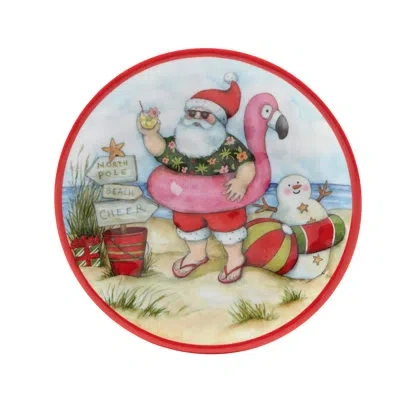 Certified International Santa's Wish Set Of 12 Melamine Canape Plate 6" (150 Grams) In Multi