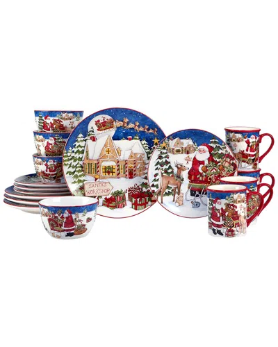 Certified International Santa's Workshop 16pc Dinnerware Set In Red