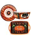 Certified International Scaredy Cat 3pc Heavy Weight Melamine Hostess Set In Multicolor