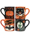 Certified International Scaredy Cat Set Of Four 18oz Mugs In Multicolor