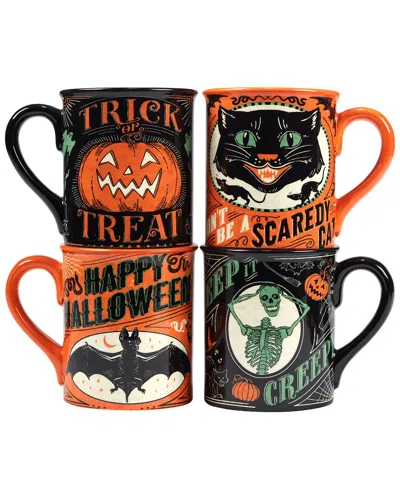 Certified International Scaredy Cat Set Of Four 18oz Mugs In Multicolor