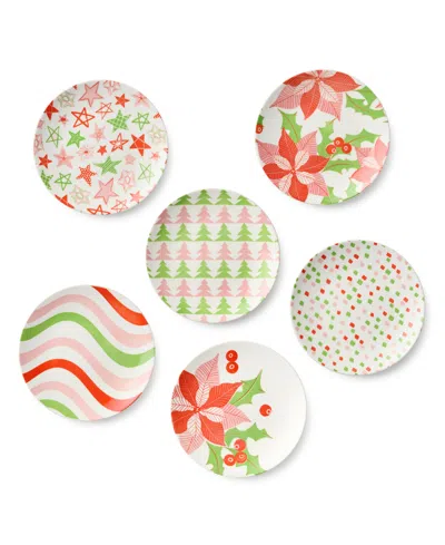 Certified International Scarlet Ribbon Set Of 6 Salad Plates In Multi