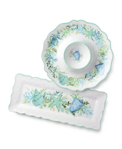 Certified International Sea Glass Chip-and-dip Tray And Rectangular Platter, 2-pc. Set In Multi