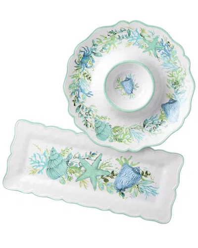 Certified International Sea Glass Melamine 2pc Appetizer Set In Multi