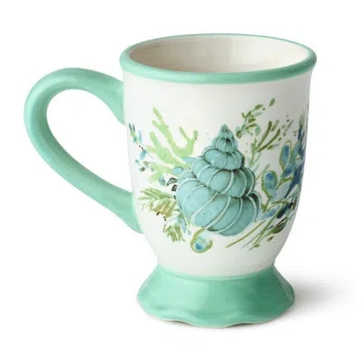 Certified International Sea Glass Porcelain Mug Set Of 4, 14 oz Coastal Mugs With Seashell And Sea Greenery Motifs, Ideal Fo In Multicolored