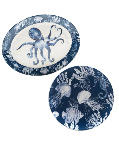 Certified International Sea Life 2 Pc Platter Set, Service For 2 In Miscellaneous