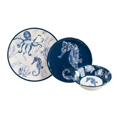Certified International Sea Life Melamine 12 Pc Dinnerware Set In Blue