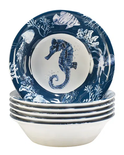 Certified International Sea Life Melamine Set Of 6 All Purpose Bowl In Blue