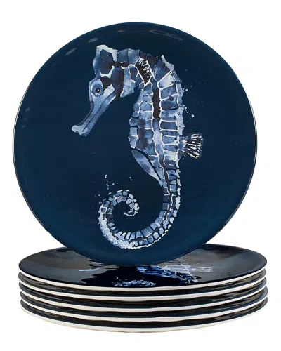 Certified International Sea Life Melamine Set Of 6 Salad Plate In Blue