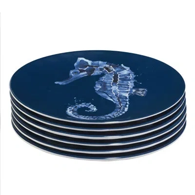 Certified International Sea Life Melamine Set Of 6 Salad Plate 9" In Blue