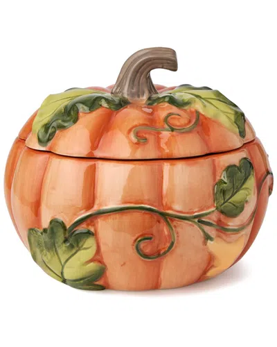 Certified International Set Of 2 Harvest Fields 3d Pumpkin Covered Soup Bowls In Neutral