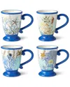 Certified International Set Of 4 Blue Lagoon 14oz Mugs