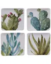 Certified International Set Of 4 Cactus Verde Square Dessert Plates