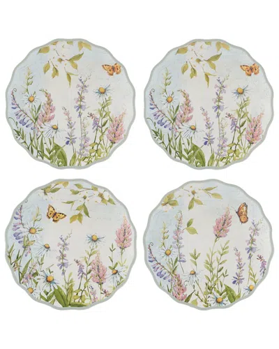 Certified International Set Of 4 Easter Meadow Canape Plates In Multi