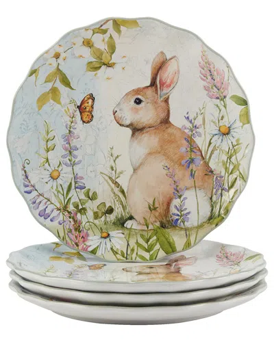 Certified International Set Of 4 Easter Meadow Dinner Plates In Multi