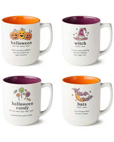 Certified International Set Of 4 Halloween Words Mugs In White