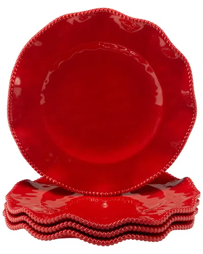CERTIFIED INTERNATIONAL CERTIFIED INTERNATIONAL SET OF 4 PERLETTE RED DINNER PLATES