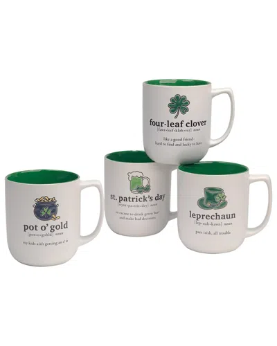 Certified International Set Of 4 St. Patrick's Day Mugs In White