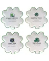 Certified International Set Of 4 St. Patrick's Day Shamrock-shaped Tidbit  Plates