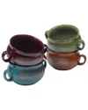 Certified International Set Of 4 Stoneware Reactive Glaze 24oz Soup Crocks