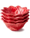 Certified International Set Of 4 Winter Blooms 3d Poinsettia Ice Cream Bowls In Red