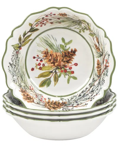 Certified International Set Of 4 Winters Forest All Purpose Bowls In White