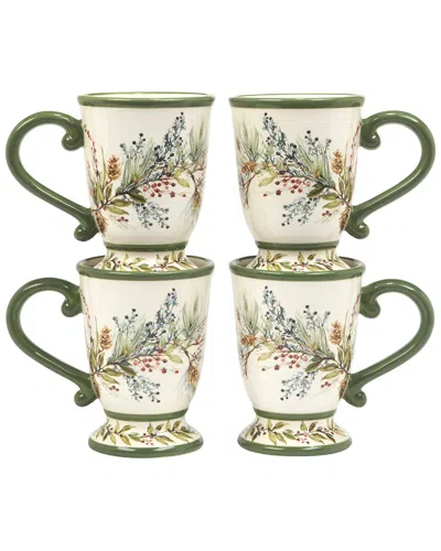 Certified International Set Of 4 Winters Forest Mugs In Multi