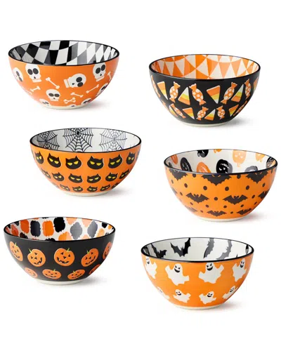 Certified International Set Of 6 Halloween Pad Print All Purpose Bowls In Multi