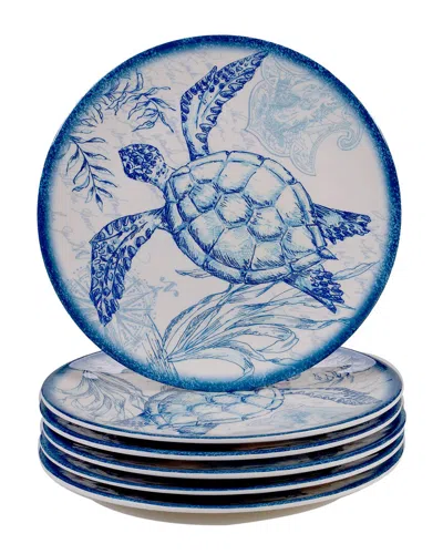Certified International Set Of 6 Melamine Oceanic Salad Plates In Multi