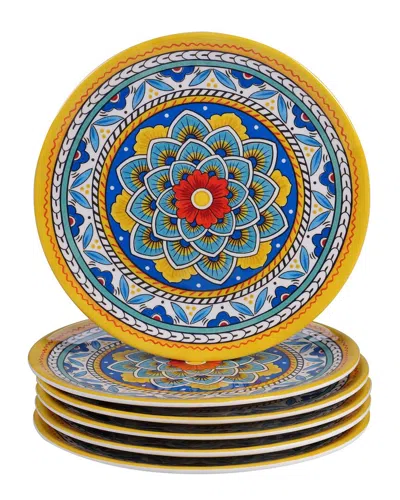 Certified International Set Of 6 Melamine Portofino Salad Plates In Multicolor
