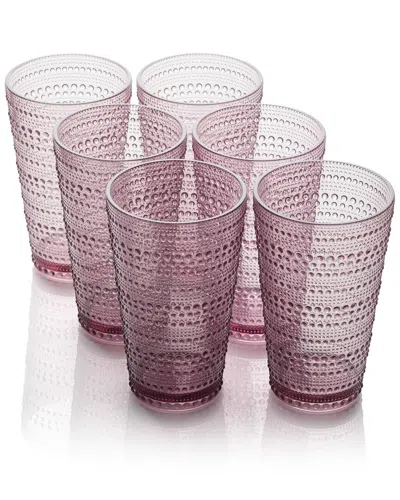 Certified International Set Of 6 Santa Fe 22oz Acrylic Ice Tea Glasses In Plum