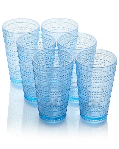 Certified International Set Of 6 Santa Fe 22oz Acrylic Ice Tea Glasses In Aqua