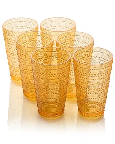 Certified International Set Of 6 Santa Fe 22oz Acrylic Ice Tea Glasses In Orange