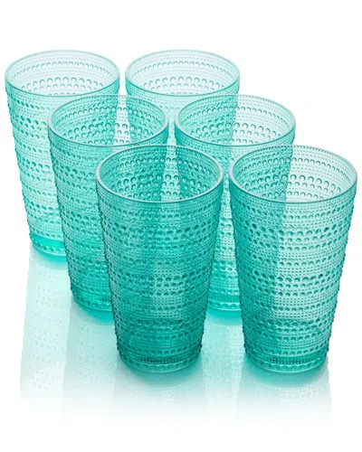 Certified International Set Of 6 Santa Fe 22oz Acrylic Ice Tea Glasses In Teal