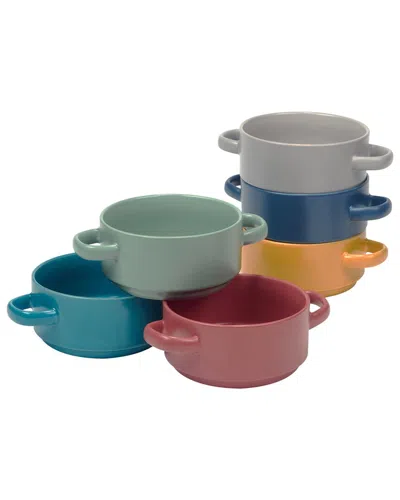 Certified International Set Of 6 Stoneware Matte Glaze 22oz Soup Crocks In Multi