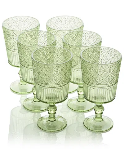 Certified International Set Of 6 Victoria 14oz Acrylic All Purpose Goblets In Green