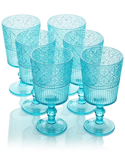 Certified International Set Of 6 Victoria 14oz Acrylic All Purpose Goblets In Blue