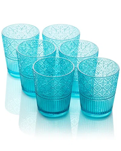 Certified International Set Of 6 Victoria 16oz Acrylic Double Old-fashioned  Glasses In Aqua